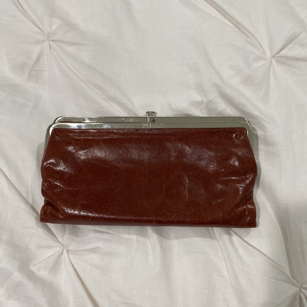 Gently used genuine brown leather wallet- Hobo International